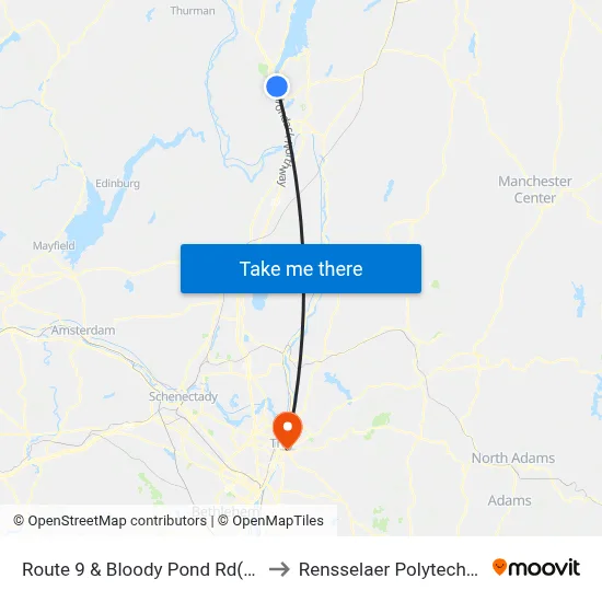 Route 9 & Bloody Pond Rd(Expedition Pk) to Rensselaer Polytechnic Institute map