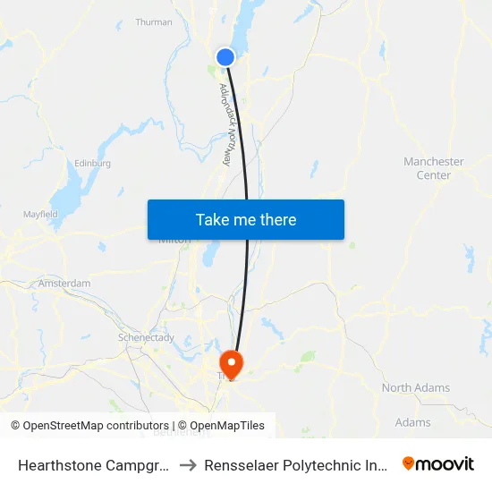 Hearthstone Campground to Rensselaer Polytechnic Institute map