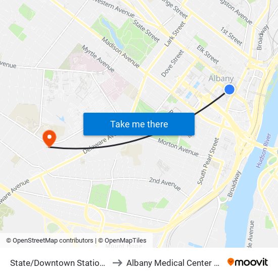 State/Downtown Station - State St & Lodge St to Albany Medical Center South Clinical Campus map