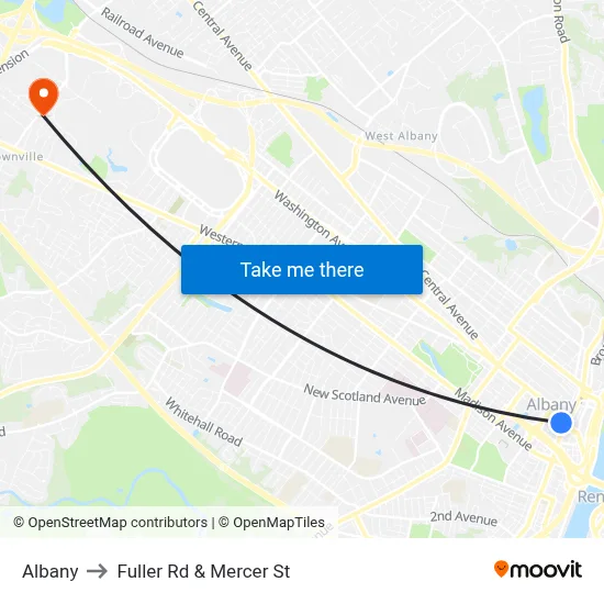 Albany to Fuller Rd & Mercer St map