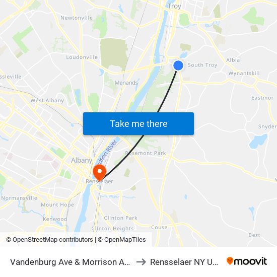Vandenburg Ave & Morrison Ave to Rensselaer NY USA map