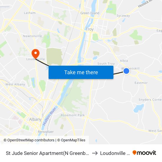 St Jude Senior Apartment(N Greenbush Shopping Bus) to Loudonville NY USA map