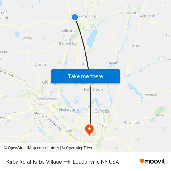 Kirby Rd at Kirby Village to Loudonville NY USA map