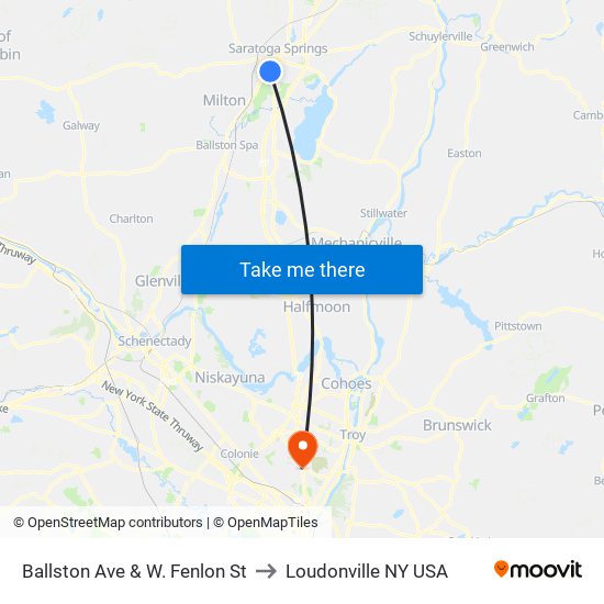 Ballston Ave & W. Fenlon St to Loudonville NY USA map