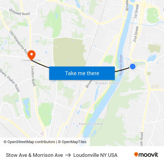 Stow Ave & Morrison Ave to Loudonville NY USA map