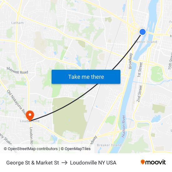 George St & Market St to Loudonville NY USA map