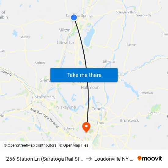 256 Station Ln (Saratoga Rail Station) to Loudonville NY USA map