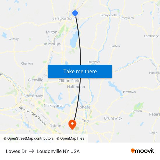 Lowes Dr to Loudonville NY USA map