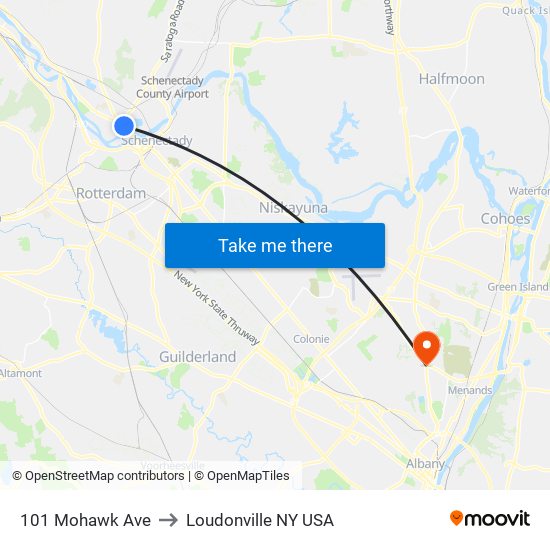 101 Mohawk Ave to Loudonville NY USA map