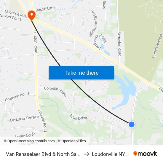 Van Rensselaer Blvd & North Sage Hill to Loudonville NY USA map