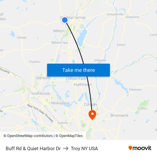 Buff Rd & Quiet Harbor Dr to Troy NY USA map