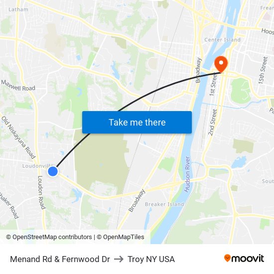 Menand Rd & Fernwood Dr to Troy NY USA map