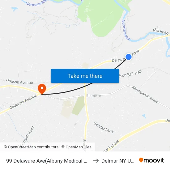 99 Delaware Ave(Albany Medical Ctr) to Delmar NY USA map