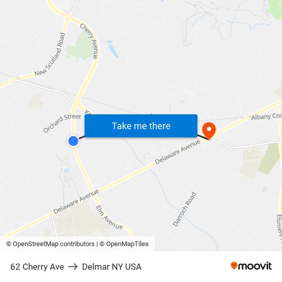 62 Cherry Ave to Delmar NY USA map