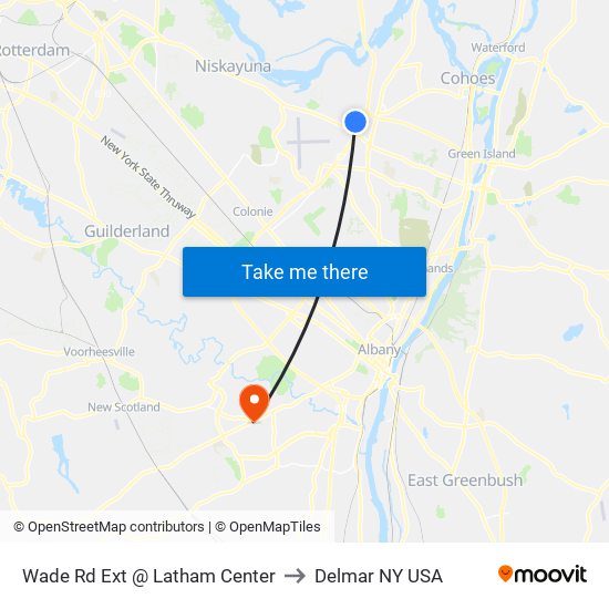 Wade Rd Ext @ Latham Center to Delmar NY USA map
