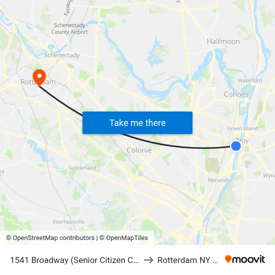 1541 Broadway (Senior Citizen Center) to Rotterdam NY USA map