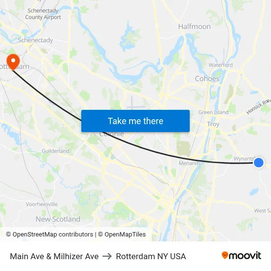 Main Ave & Milhizer Ave to Rotterdam NY USA map
