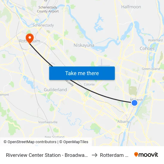 Riverview Center Station - Broadway & I-787 Exit 6 to Rotterdam NY USA map