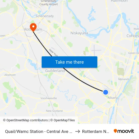 Quail/Wamc Station - Central Ave & Quail St to Rotterdam NY USA map