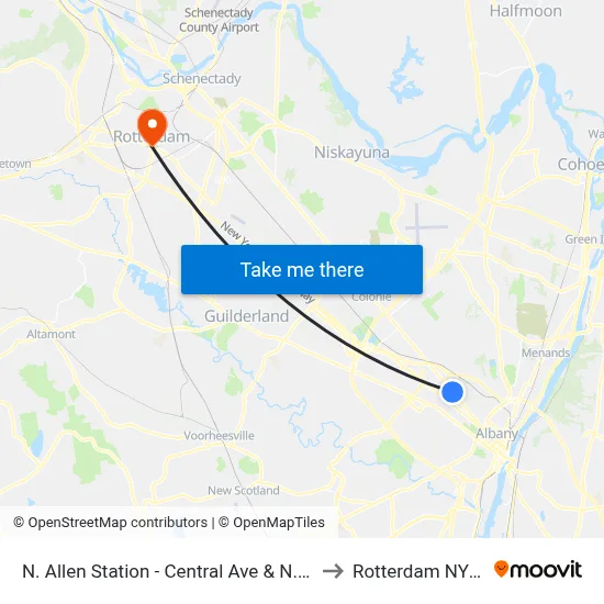 N. Allen Station - Central Ave & N. Allen St to Rotterdam NY USA map