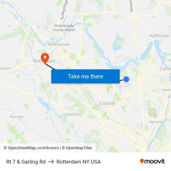 Rt 7 & Garling Rd to Rotterdam NY USA map