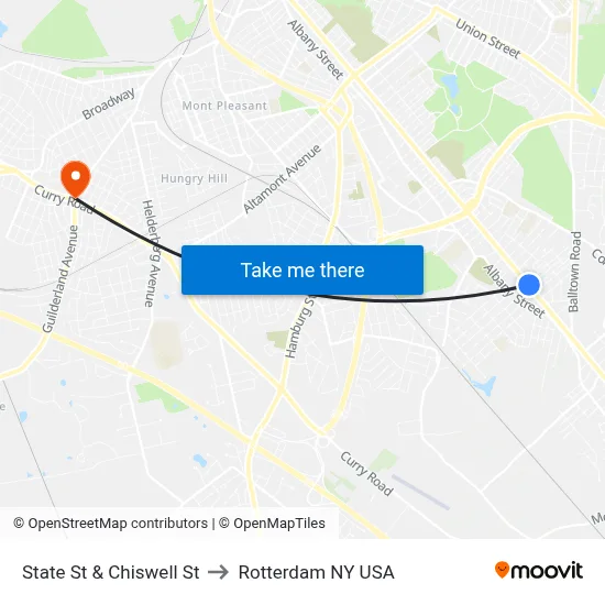 State St & Chiswell St to Rotterdam NY USA map