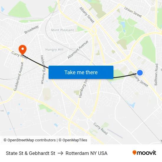 State St & Gebhardt St to Rotterdam NY USA map