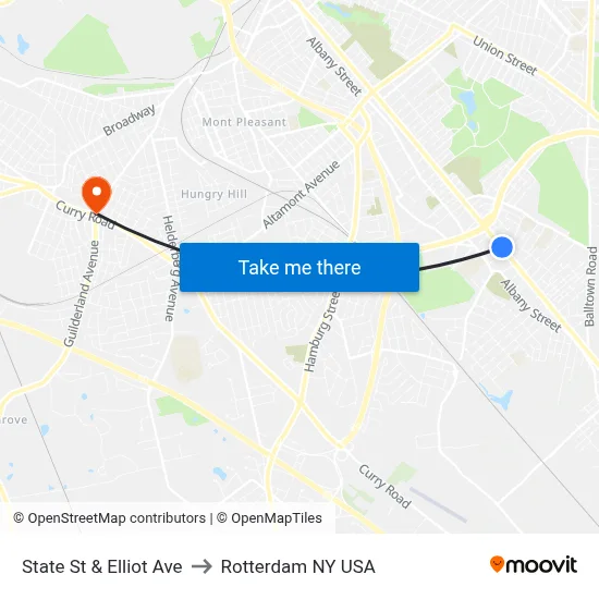 State St & Elliot Ave to Rotterdam NY USA map