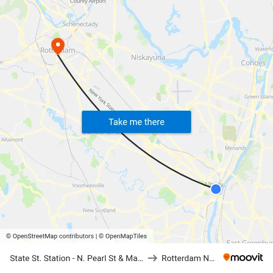 State St. Station - N. Pearl St & Maiden Lane to Rotterdam NY USA map