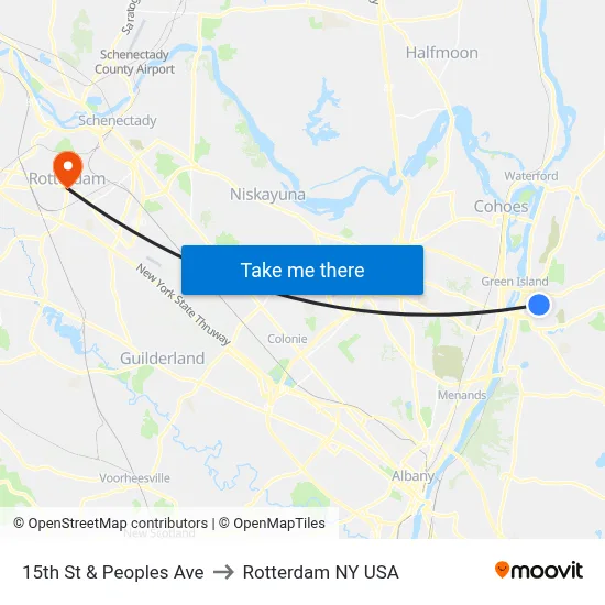 15th St & Peoples Ave to Rotterdam NY USA map
