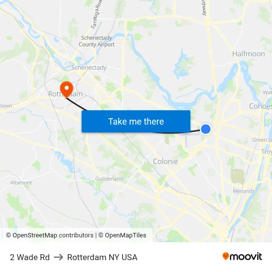 2 Wade Rd to Rotterdam NY USA map