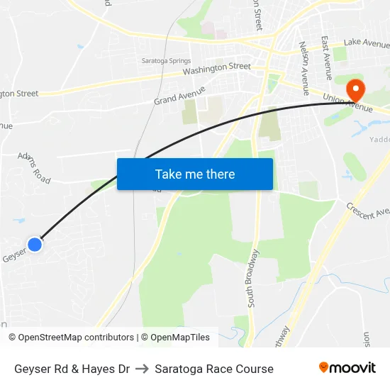 Geyser Rd & Hayes Dr to Saratoga Race Course map