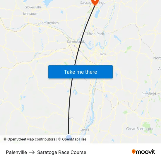 Palenville to Saratoga Race Course map