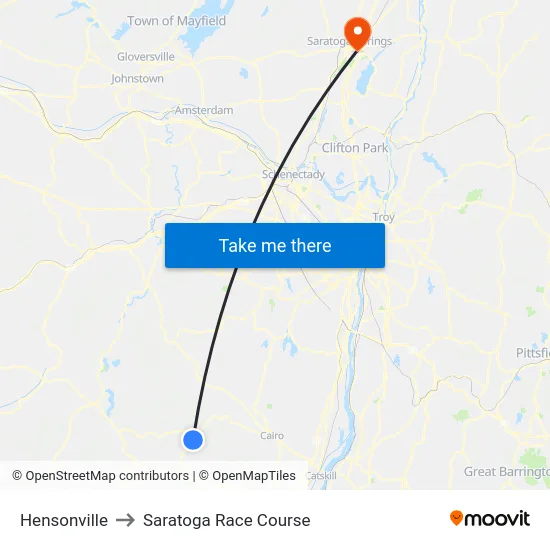 Hensonville to Saratoga Race Course map