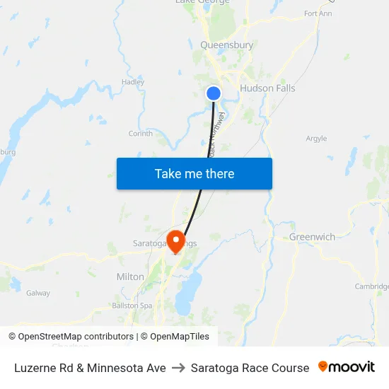 Luzerne Rd & Minnesota Ave to Saratoga Race Course map