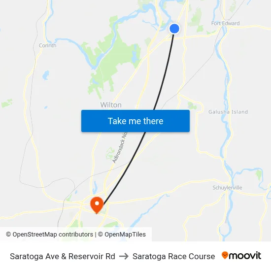 Saratoga Ave & Reservoir Rd to Saratoga Race Course map