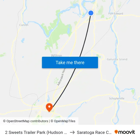 2 Sweets Trailer Park (Hudson Heights) to Saratoga Race Course map