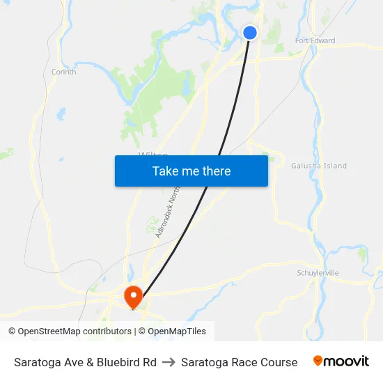 Saratoga Ave & Bluebird Rd to Saratoga Race Course map