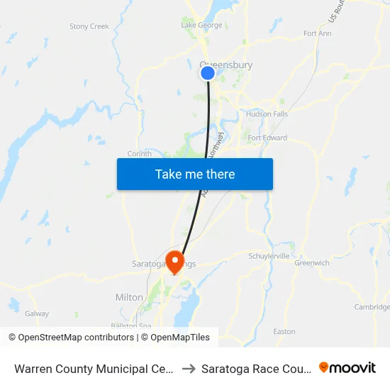 Warren County Municipal Center to Saratoga Race Course map