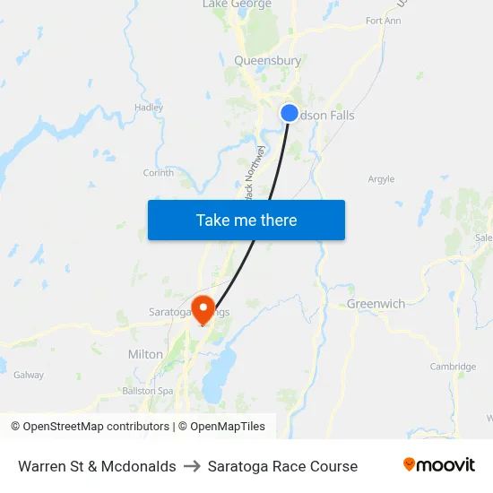 Warren St & Mcdonalds to Saratoga Race Course map