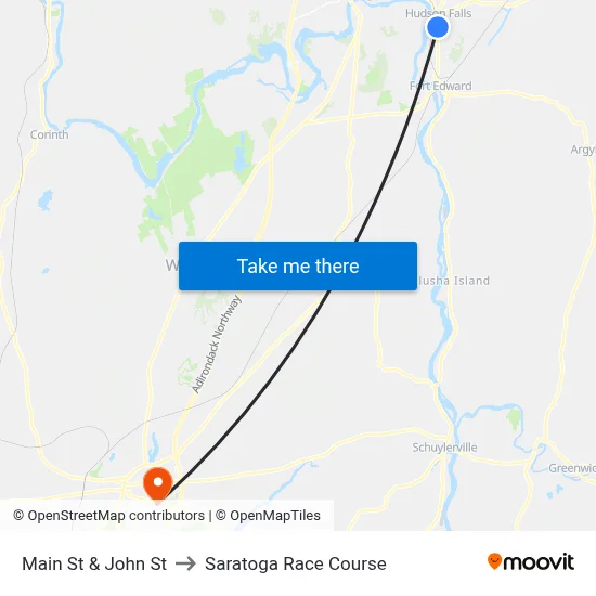 Main St & John St to Saratoga Race Course map