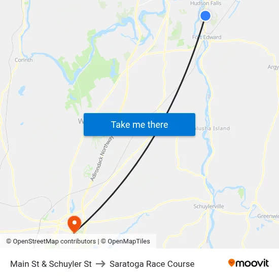 Main St & Schuyler St to Saratoga Race Course map