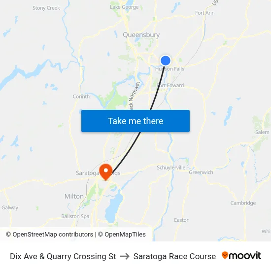 Dix Ave & Quarry Crossing St to Saratoga Race Course map