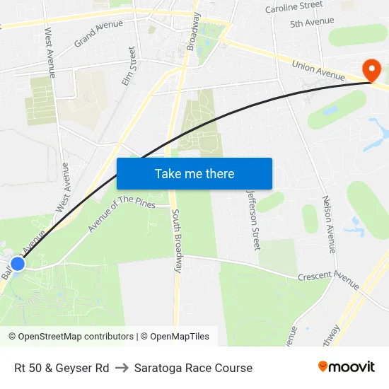 Rt 50 & Geyser Rd to Saratoga Race Course map