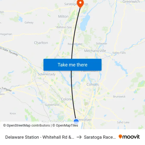 Delaware Station - Whitehall Rd & Delaware Ave to Saratoga Race Course map