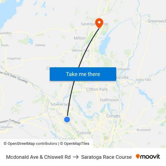 Mcdonald Ave & Chiswell Rd to Saratoga Race Course map