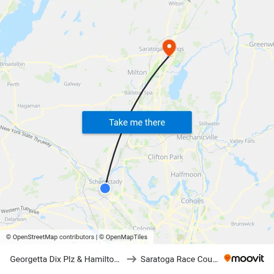 Georgetta Dix Plz & Hamilton St to Saratoga Race Course map