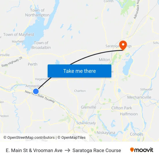 E. Main St & Vrooman Ave to Saratoga Race Course map
