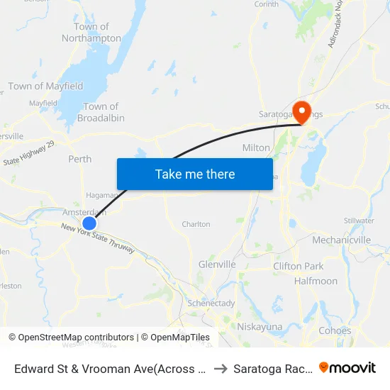Edward St & Vrooman Ave(Across From 60 Edward St) to Saratoga Race Course map