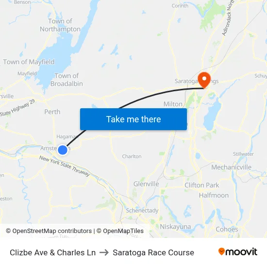 Clizbe Ave & Charles Ln to Saratoga Race Course map